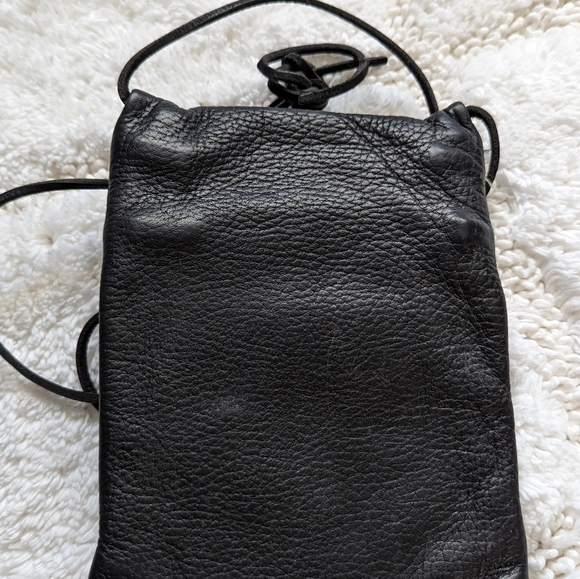 Vintage Roots Canada Pebbled Leather Travel Pouch 3 Pocket, Black and Brown - Picture 2 of 4